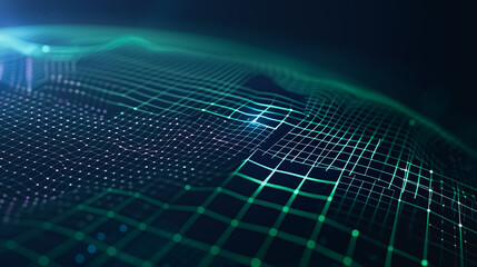 Wall Mural - cyber world: a digital, abstract representation of the world, created with geometric grids and a mes