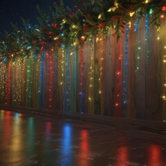 Wall Mural - Vibrant red, green, blue, & yellow Christmas lights twinkle festively ,  glowing,  energy