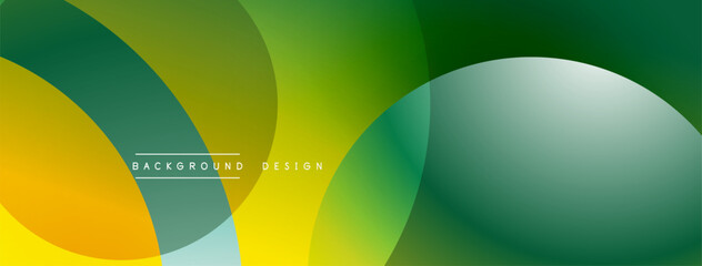 Fototapete - Abstract background features overlapping translucent circles. Colors transition from yellow, green to teal. Modern design suitable for digital projects or presentations.