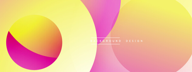 Fototapete - Abstract colorful background. Overlapping circles create gradient effect. Yellow, pink, orange hues dominate composition. Modern design element for various projects.