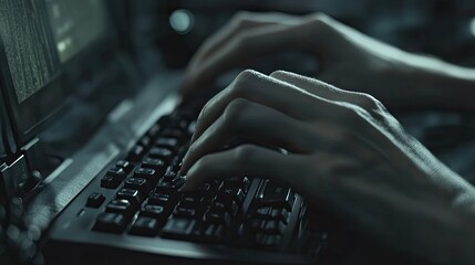 Late Night Coding Hands Typing on Laptop.