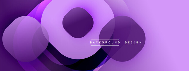 Fototapete - Abstract purple background features overlapping circles, creating dynamic visual effect. Gradient shades provide depth, modern aesthetic. Minimalist design suitable for digital projects.