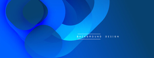 Fototapete - Abstract blue background features overlapping circles, creating dynamic layers. Gradient shades offer depth, modern aesthetic. Minimalist design suitable for various applications.