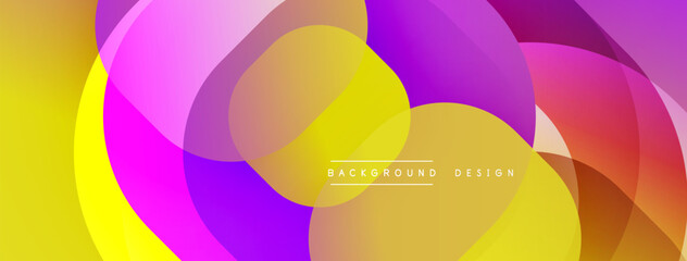 Fototapete - Abstract colorful background. Overlapping shapes create dynamic visual effect. Vibrant hues blend smoothly, offering modern aesthetic. Perfect for digital projects.