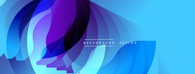 Aufkleber - Abstract flowing shapes, vibrant blues, purples create dynamic composition. Modern design element for backgrounds, presentations, digital art projects. Smooth gradients, layered forms.