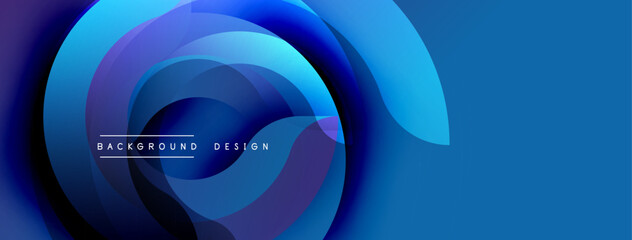 Aufkleber - Abstract swirling layers create dynamic blue composition. Gradient shades blend, forming modern background design. Smooth curves suggest movement, depth.