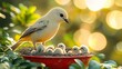 © M Anjum - A mother bird feeding her chicks in a nest, with the baby birds eagerly reaching out, set against a backdrop of lush greenery and bright sunlight.  HD 8K wallpaper Photographic Image