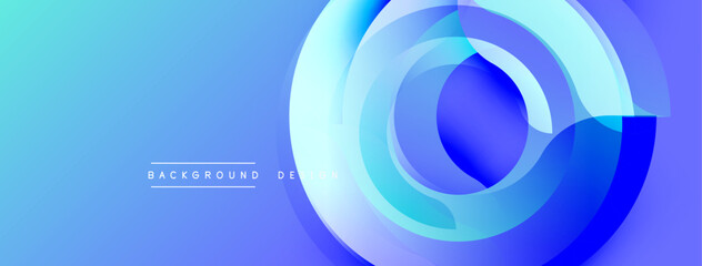 Aufkleber - Abstract blue design features overlapping circular layers. Gradient shades create depth, modern aesthetic. Minimalist composition suits digital backgrounds, presentations.