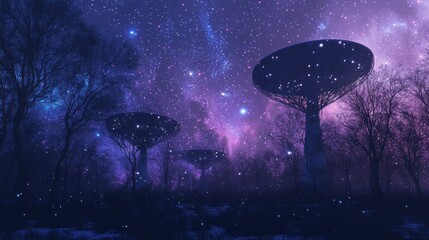 Wall Mural - starlit night at the radio telescope array