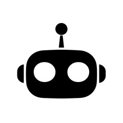 Simple black robot icon illustration, concept for app icon, technology logo, and website design