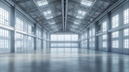 Aufkleber - Empty spacious warehouse interior