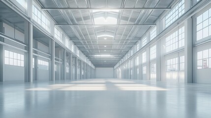 Aufkleber - Empty modern warehouse interior, bright and spacious