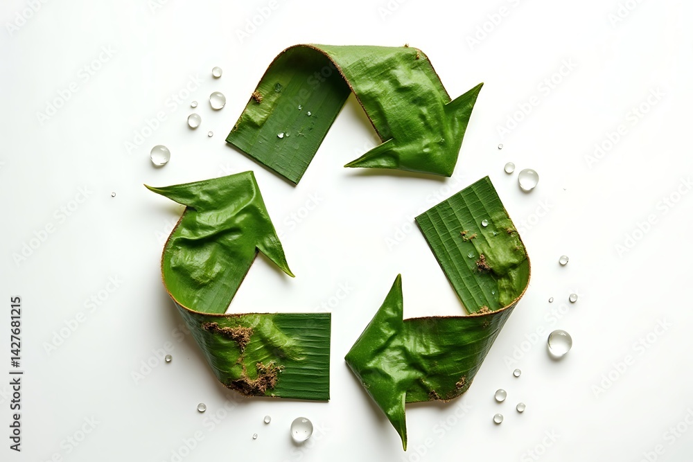 Recycling Symbol Constructed from Green Banana Leaves with Water ...