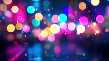 Poster - Vibrant, colorful bokeh lights against a dark background