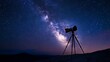 © Umid - Beautfiul night landscape, silhouette of a camera on the tripod at the starry night and bright milky way galaxy.