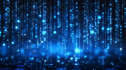 futuristic digital data stream with blue glowing lights for technology and network concepts