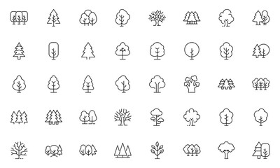 tree and forest line icon bundle. modern collection for design, web sites, apps, cards. contains lin