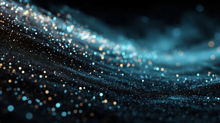 Wall Mural - abstract background of glowing fiber optic strands with blue light big data machine learning concept