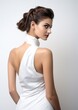 © art - side view beautiful female model in white background