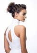 © art - side view beautiful female model in white background