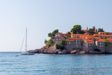 Poster - Scenic view of Sveti Stefan beach in Montenegro