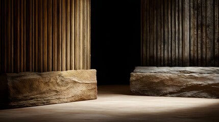 Wall Mural - column with vertical texture and shadows