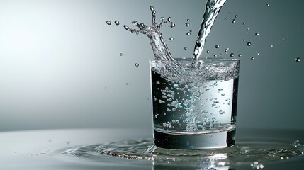 Aufkleber - Splashing water action glass environment high-speed photography shot liquid motion close-up view refreshing concept