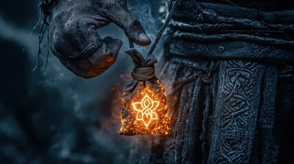 Leinwandbilder - Mysterious enchantment ritual dark forest fantasy art magical atmosphere close-up ancient lore