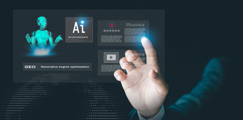 ai architecture concept. geo generative engine optimization, businessmen use agentic ai to rank sear