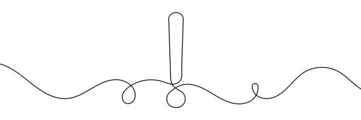 Wall Mural - Continuous linear drawing of exclamation mark. Single-line drawing of an exclamation mark. Exclamation mark in one line style. Vector illustration.