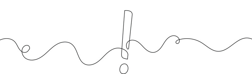 Wall Mural - Continuous linear drawing of exclamation mark. Single-line drawing of an exclamation mark. Exclamation mark in one line style. Vector illustration.