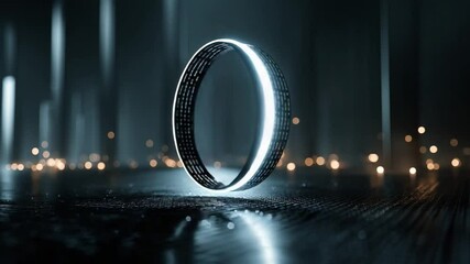 Wall Mural - futuristic ring: a mesmerizing glowing ring hovers against a backdrop of futuristic aesthetics, radi