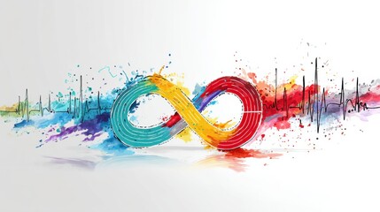 Poster - Colorful Running Track Symbolizes Infinity With Heartbeat Design for Vibrant Fitness Motivation