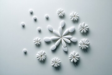 Aufkleber - Clean White Pill Arrangement Resembling Blooming Flowers for Wellness Minimalism