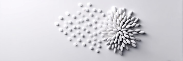 Aufkleber - Clean White Pill Arranged in a Blooming Flower Shape Symbolizes Wellness and Minimalism in a Serene Setting