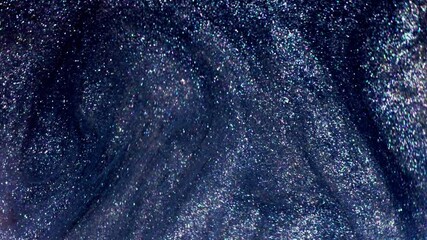 Wall Mural - Shimmering blue ink texture in macro, abstract form with dreamy cosmic vibe