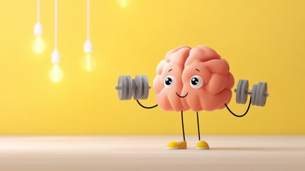 Leinwandbilder - Cheerful Brain Lifts Light Weights During an Energetic Workout in a Bright, Colorful Setting