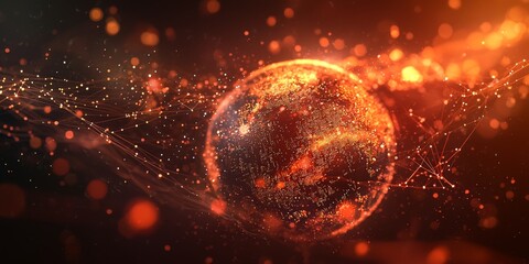 Aufkleber - Stunning depiction of a glowing Earth surrounded by digital network connections, illustrating technology, global communication, and interconnectedness in a modern world.