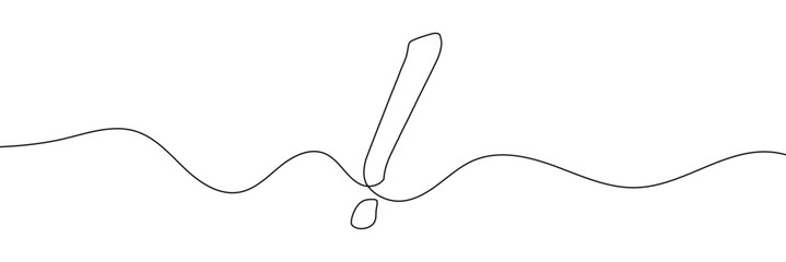 Wall Mural -  Continuous linear drawing of exclamation mark. Single-line drawing of an exclamation mark. Exclamation mark in one line style. Vector illustration.