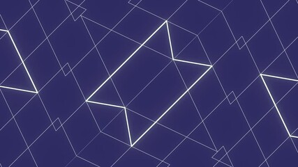 Aufkleber - Motion optical effect of a symmetrical geometric pattern composed of white outlines that change shape. The elements create a deceptive sense of depth and volume. Digital loop animation. 3d rendering