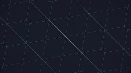 Poster - Thin lines of light form a pattern of diamonds. The deep dark background adds expressiveness, while the minimalist style emphasizes the technology. 3d rendering seamless loop animation 4K
