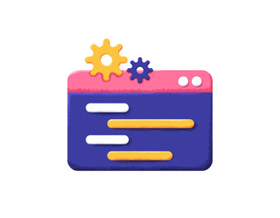 illustration of an application or programming software window with gear. create a program script, co