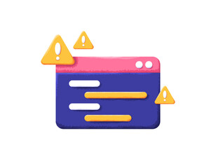 illustration of application window or programming software with warning sign. error in a program scr