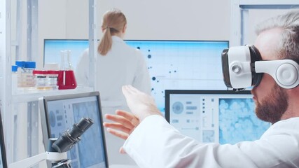 Wall Mural - scientific laboratory filled with various research equipment. scientists are conducting experiments 