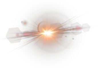 Wall Mural - Transparent sun flare glows with golden radiant brilliance. Lens glare sparkles gently on clear PNG background. Sunlight beam pulses softly with warm halo edges. Bright gold flush adds shine