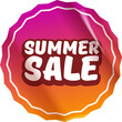 © zmiter - Summer sale round pink gradient sticker isolated on white. Price sticker, sale sticker, price tag, retro label, sale or discount sticker, promotional badge set, shopping label png. Summer sale poster