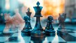 © Harry - Strategic Chess Game Pieces Abstract Blue Teal Artistic Modern Business Concept Image Digital Art Background Powerful Queen Leader Winning Competition