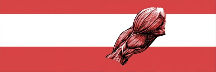 Poster - Illustration of a Bold Red Muscle Graphic on a White Background Showcasing Human Anatomy Details