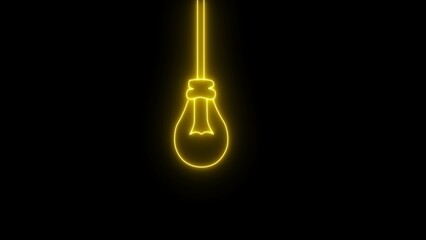 Canvas Print - 3d rendering - illustration. glowing neon line light bulb icon isolated on black background.