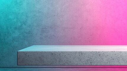 Aufkleber - Futuristic concrete table displayed against vibrant holographic blueprint backdrop